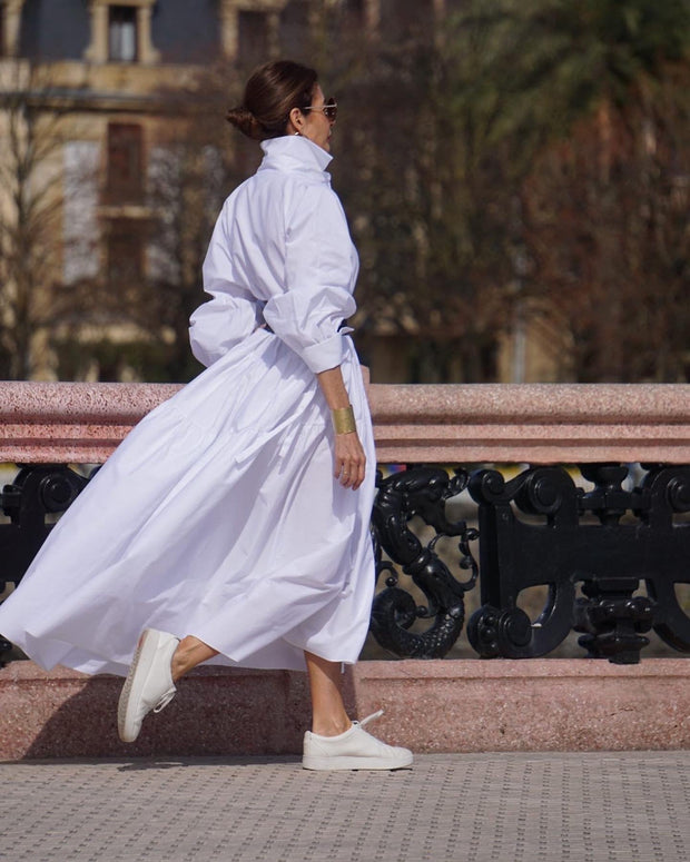 Elegant White Cotton Maxi Dress
