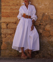 Elegant White Cotton Maxi Dress